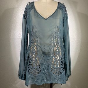 Johnny Was 4 Love and Liberty Silk tunic Sz M NWT